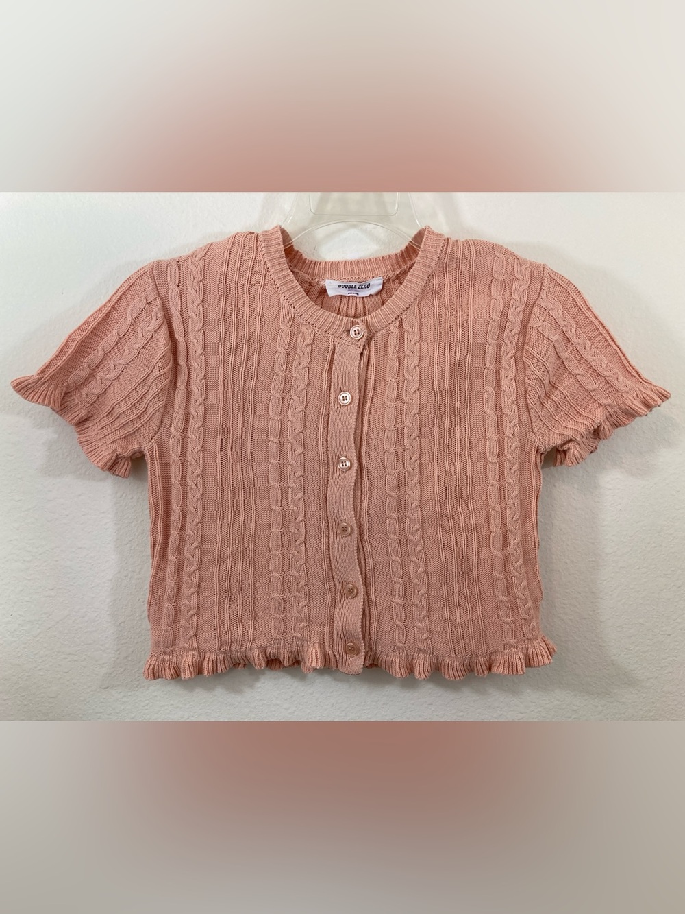 Double Zero Pastel Peach Cable Knit Cropped Sweater Juniors Size S